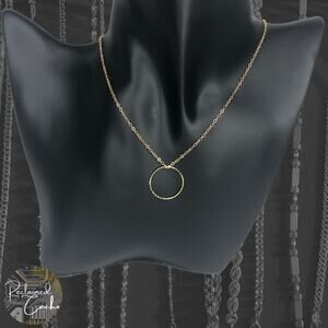 Gold Circular Ring Charm Necklace